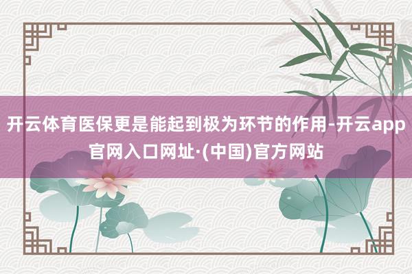 开云体育医保更是能起到极为环节的作用-开云app官网入口网址·(中国)官方网站