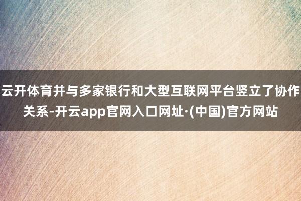 云开体育并与多家银行和大型互联网平台竖立了协作关系-开云app官网入口网址·(中国)官方网站