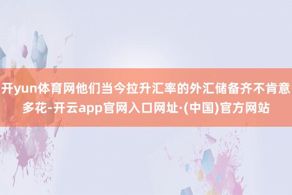 开yun体育网他们当今拉升汇率的外汇储备齐不肯意多花-开云app官网入口网址·(中国)官方网站