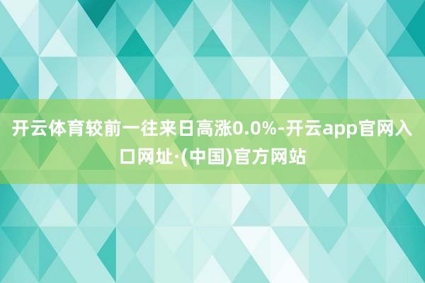 开云体育较前一往来日高涨0.0%-开云app官网入口网址·(中国)官方网站