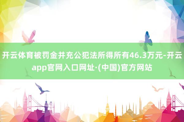 开云体育被罚金并充公犯法所得所有46.3万元-开云app官网入口网址·(中国)官方网站