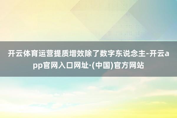 开云体育　　运营提质增效　　除了数字东说念主-开云app官网入口网址·(中国)官方网站