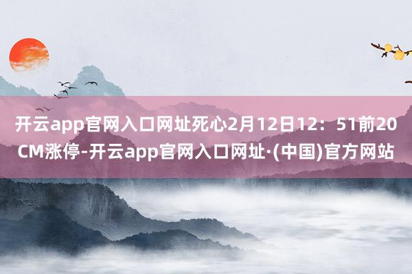 开云app官网入口网址死心2月12日12：51前20CM涨停-开云app官网入口网址·(中国)官方网站